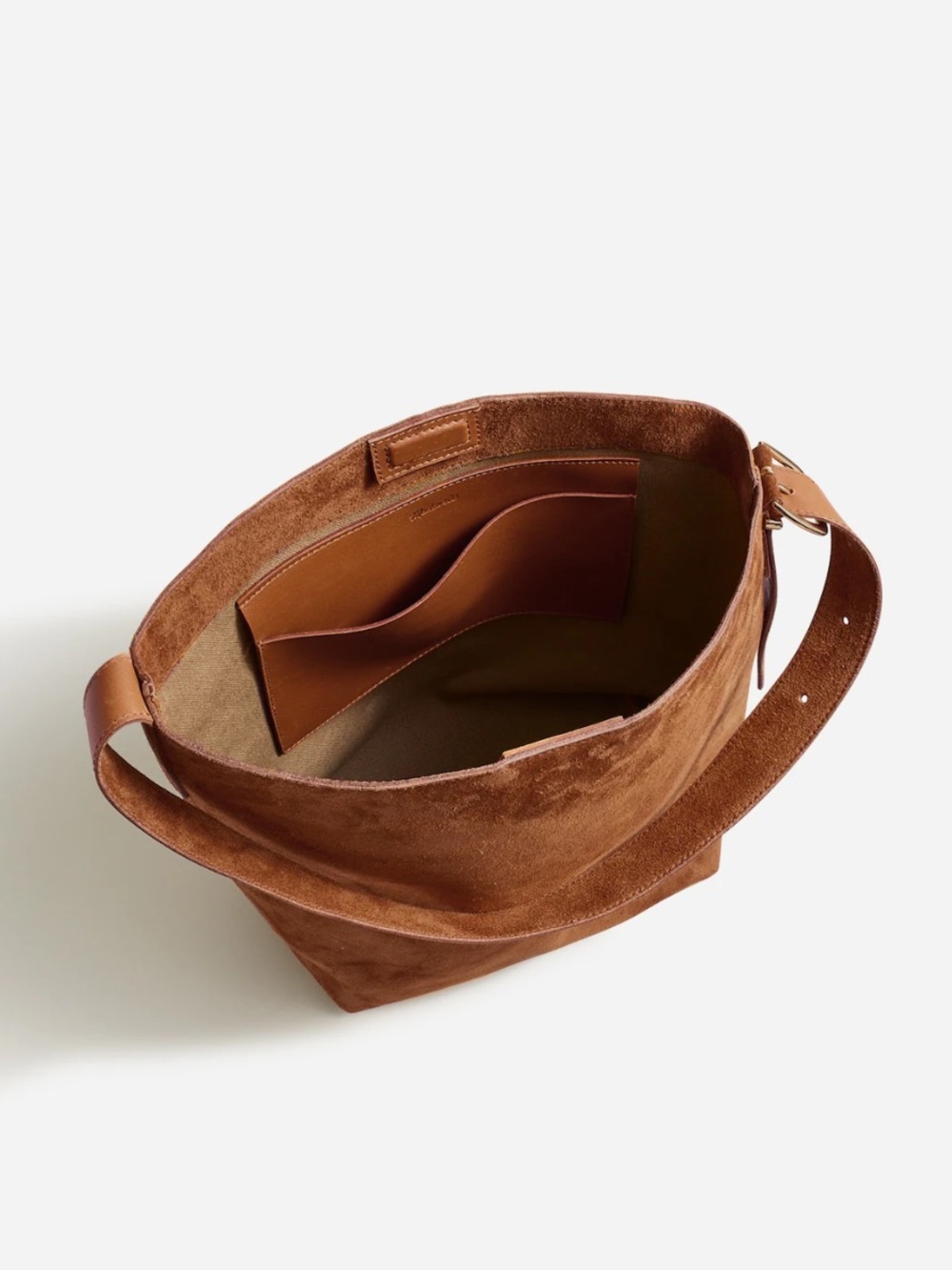 NEW Madewell The Essential Bucket Tote in Dark caramel suede NM988 $198 work bag - Picture 3 of 17